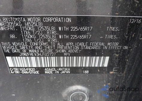 2017 Toyota Rav4 Le from USA, damaged, VIN JTMZFREV3HJ122727